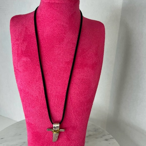 Adoration Cross Necklace Handcrafted Spoon Silver - Picture 2 of 12